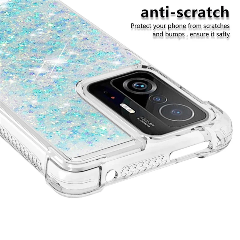 Colorful Quicksand Series Flowing Liquid Floating Soft TPU Phone Case for Xiaomi 11T / 11T Pro - Blue Pentagram