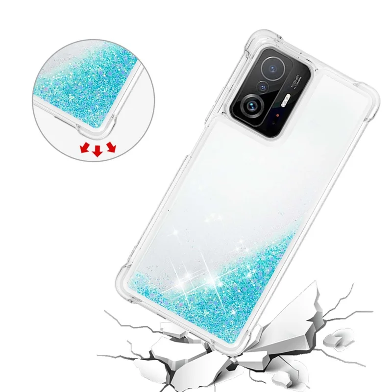 Colorful Quicksand Series Flowing Liquid Floating Soft TPU Phone Case for Xiaomi 11T / 11T Pro - Blue Pentagram