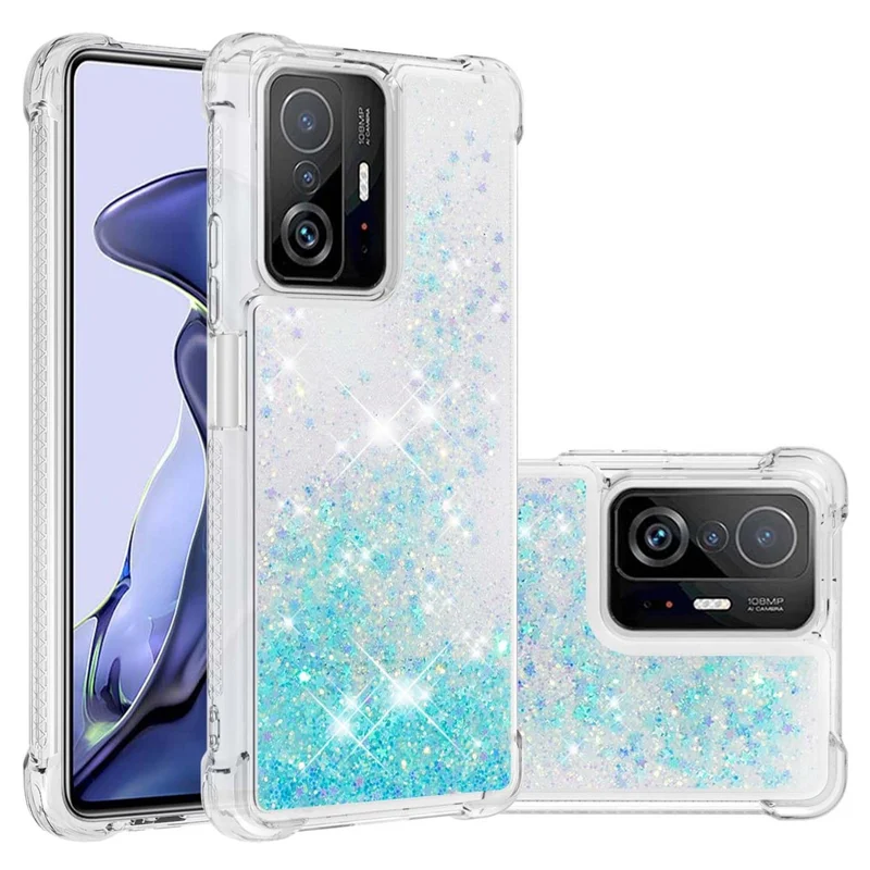 Colorful Quicksand Series Flowing Liquid Floating Soft TPU Phone Case for Xiaomi 11T / 11T Pro - Blue Pentagram