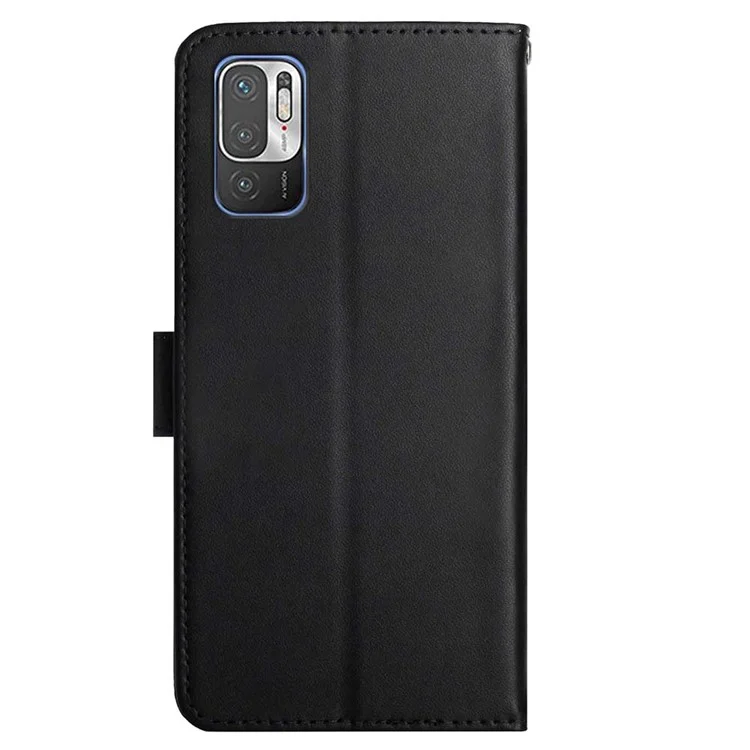 Verstellbarer Stand Wallet Echtes Leder Nappa Textur Telefonabdeckungsschale Für Xiaomi POCO M3 PRO 4G / 5G / Redmi Anmerkung 10 5g / Redmi Anmerkung 10T 5G - Schwarz