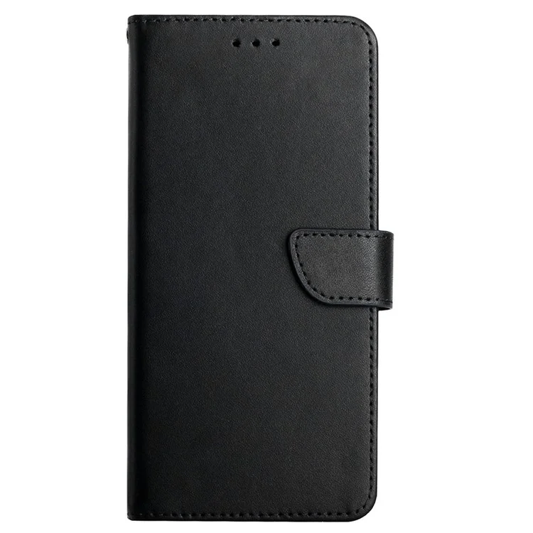 Fully Wrapped Nappa Texture Case Magnetic Clasp Wallet Genuine Leather Phone Case with Stand for Xiaomi Mi 11 Ultra - Black