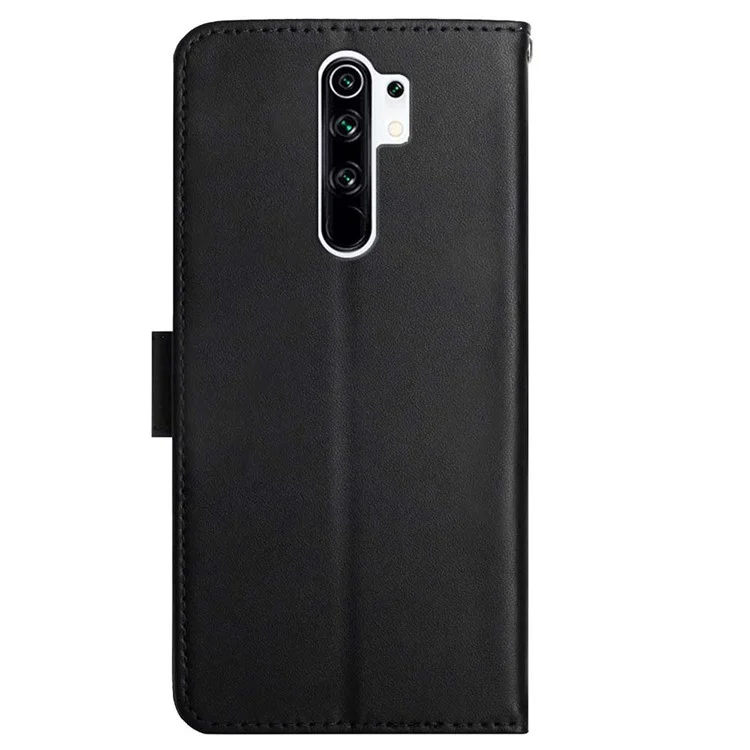 Anti-drop Nappa Texture Genuine Leather Outer Cover + Soft TPU Inner Shell Solid Color Stand Case with Wallet Feature for Xiaomi Redmi 9 - Black