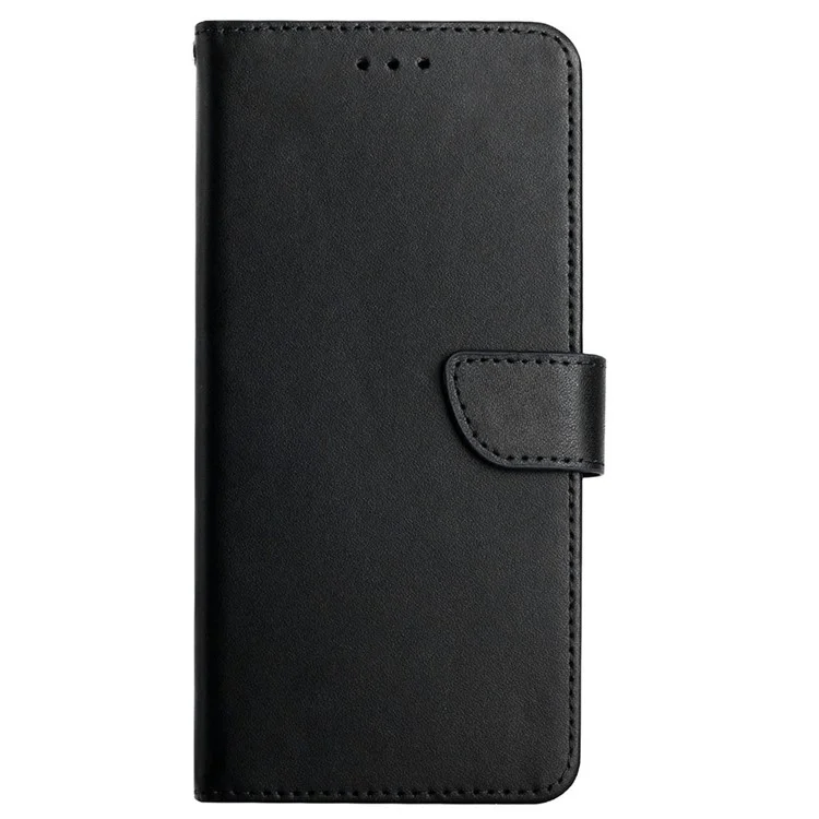 Textura Nappa Color Sólido Cubierta Externa de Cuero Genuino + TPU Suave TPU Inner Shell Stand Spone Billet Case Para Xiaomi Redmi 9C/Redmi 9C NFC - Negro