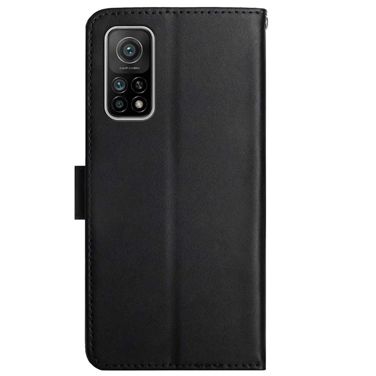 Capa de Telefone de Couro Genuíno Nappa Textura Stand Wallet Flip Capa Para Xiaomi Mi 10t 5g/10t Pro 5g/redmi K30s - Preto