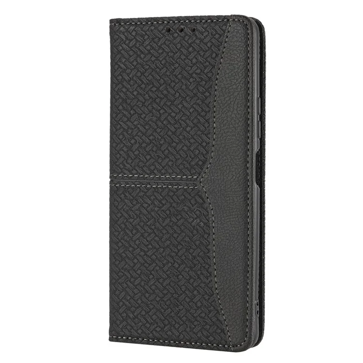 Para Xiaomi Redmi Note 11 5G (China) (MediaTek)/Note 11T 5G/Note 11S 5G Handy Strap Scratch-resistant Woven Texture Stand Wallet Protective Leather Cover Case - Negro