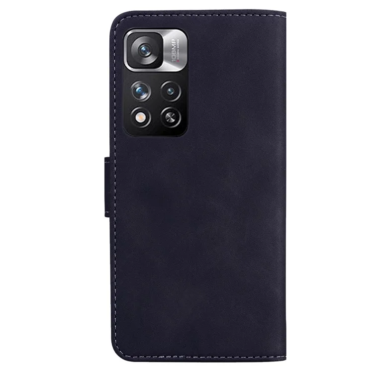 Solid Color Magnetic Clasp Phone Cover PU Leather Wallet Flip Case with Stand for Xiaomi Redmi Note 11 Pro 5G (China) (MediaTek)/11 Pro+ 5G - Black