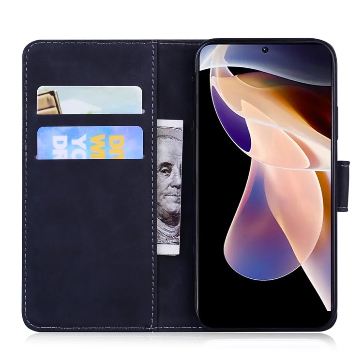 Solid Color Magnetic Clasp Phone Cover PU Leather Wallet Flip Case with Stand for Xiaomi Redmi Note 11 Pro 5G (China) (MediaTek)/11 Pro+ 5G - Black