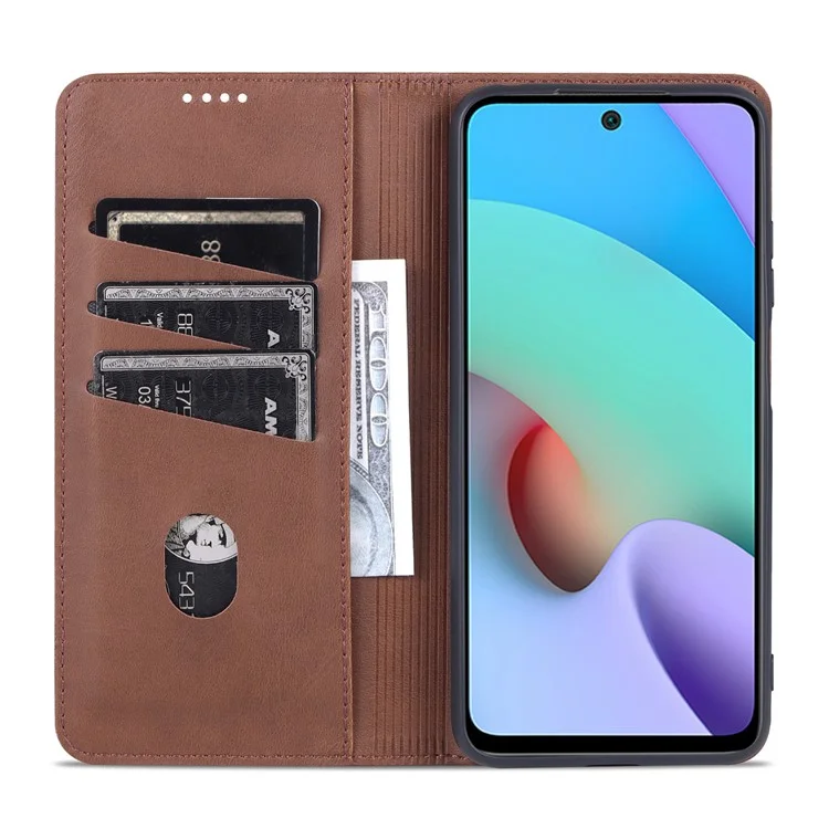 AZNS Anti-fall Proteged Proteged Auto-absorbed Wallet Design Caso de Capa de Couro de Couro PU Para Xiaomi Redmi Note 11 Pro 5G (China) (MediaTek)/11 Pro+ 5g - Café