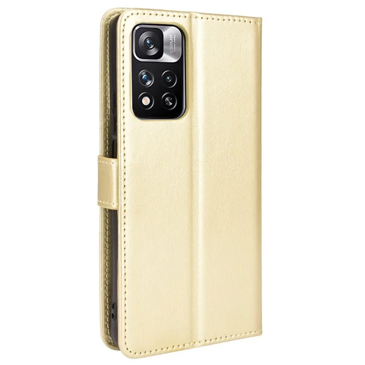 Crazy Horse Texture Case di Chiusura Magnetica Per la Chiusura Magnetica in Pelle PU Elegante PU Con Cinturino Per Xiaomi Redmi Note 11 Pro+ 5G/Redmi Note 11 Pro 5G (cina) (MediaTek) - Oro