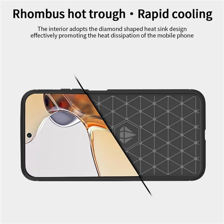 MOFI Crashed Carbon Fiber Case Case Anti-Fingerprint Anti-Scratch Soft TPU Shell Для Xiaomi 11t/11t Pro - Черный