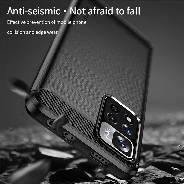 Mofi Shock -profese Carbon Fiber Cepilled Texture TPU Case de Teléfono Para Xiaomi Redmi Note 11 Pro+ 5G/Redmi Note 11 Pro 5G (China) (MediaTek) - Negro