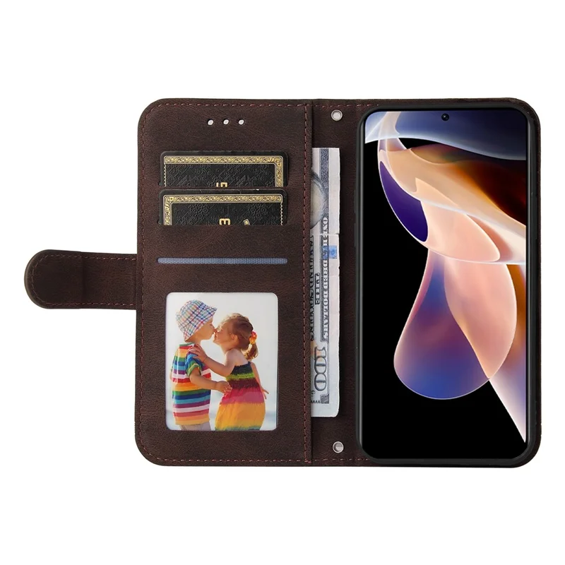 For Xiaomi Redmi Note 11 Pro 5G (China) (Mediatek) / Note 11 Pro+ 5G Leather Wallet Cases Skin Touch Phone Cover Stand with Strap - Brown