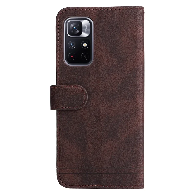 For Xiaomi Redmi Note 11 5G (China) (Mediatek) / Note 11T 5G / Note 11S 5G Leather Wallet Cases Skin Touch Phone Cover Stand with Strap - Brown