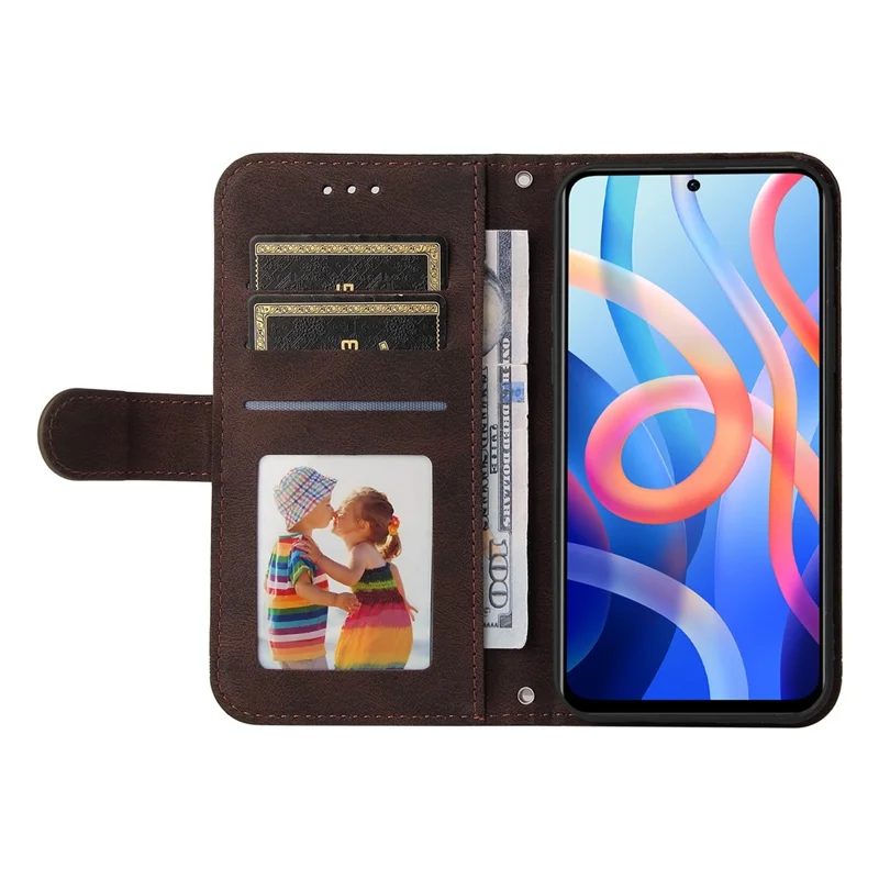 For Xiaomi Redmi Note 11 5G (China) (Mediatek) / Note 11T 5G / Note 11S 5G Leather Wallet Cases Skin Touch Phone Cover Stand with Strap - Brown