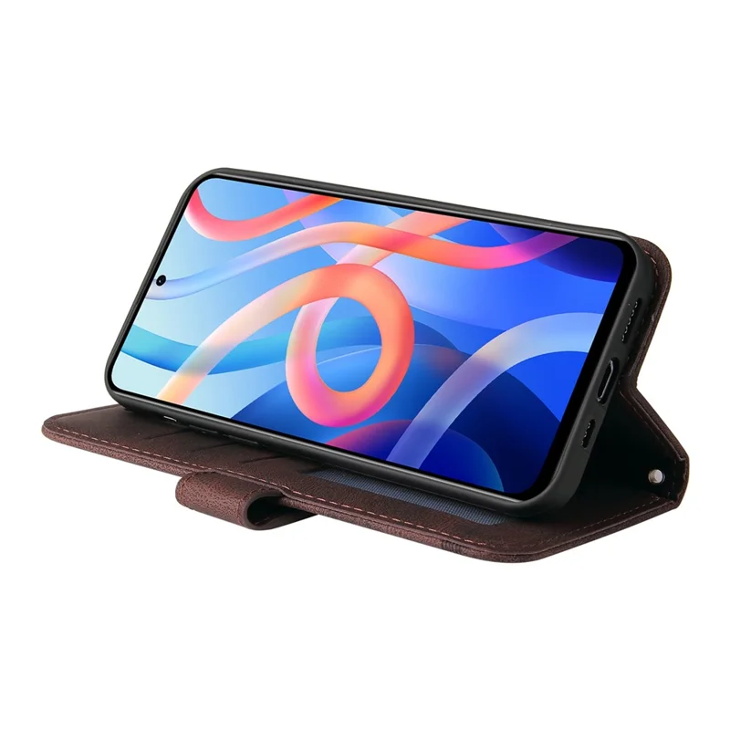 For Xiaomi Redmi Note 11 5G (China) (Mediatek) / Note 11T 5G / Note 11S 5G Leather Wallet Cases Skin Touch Phone Cover Stand with Strap - Brown
