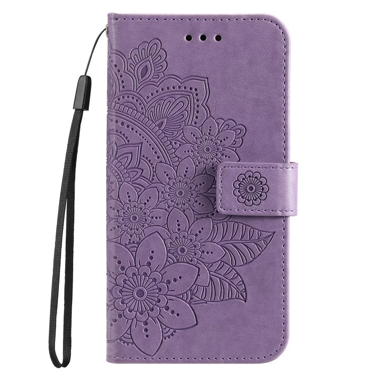 Imprinting Flower Pattern Wallet Leather Protective Phone Case Shell with Foldable Stand for Xiaomi Redmi Note 11 Pro 5G (China) (MediaTek)/Note 11 Pro+ 5G - Purple