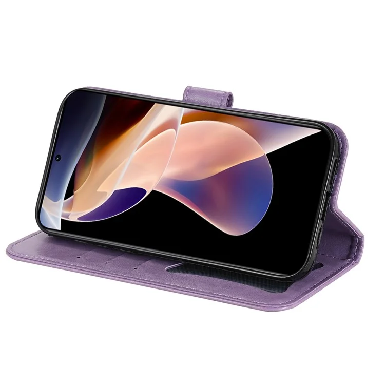 Impression du Portefeuille de Fleurs Portefeuille en Cuir de Protection du Cuir Coquille de Téléphone Avec Support Pliable Pour Xiaomi Redmi Note 11 Pro 5G (chine) (mediatek) / Note 11 Pro + 5G - Violet