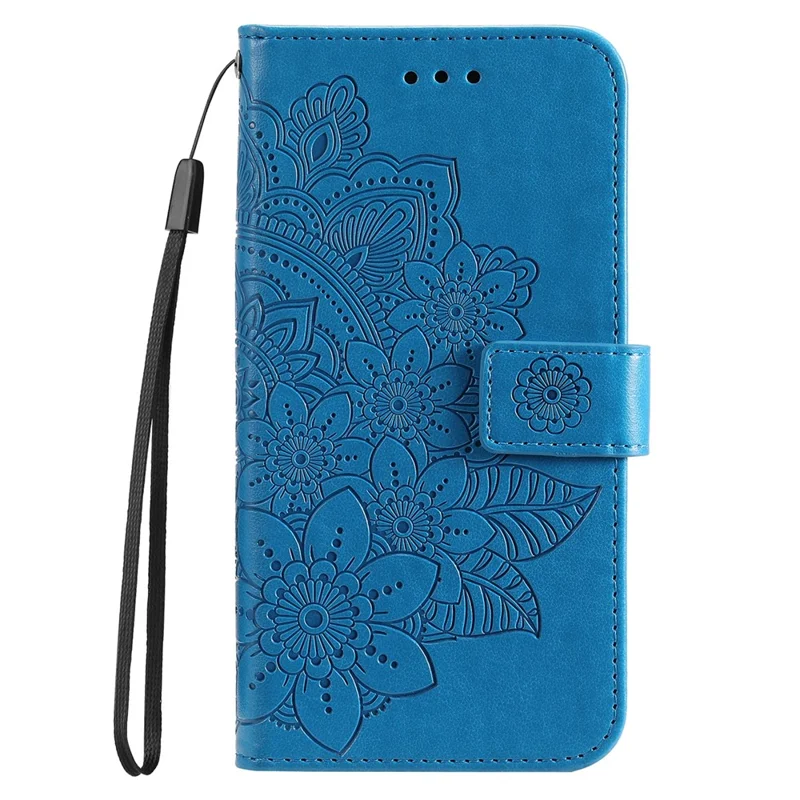 Imprinting Flower Pattern Wallet Leather Protective Phone Case Shell with Foldable Stand for Xiaomi Redmi Note 11 Pro 5G (China) (MediaTek)/Note 11 Pro+ 5G - Blue