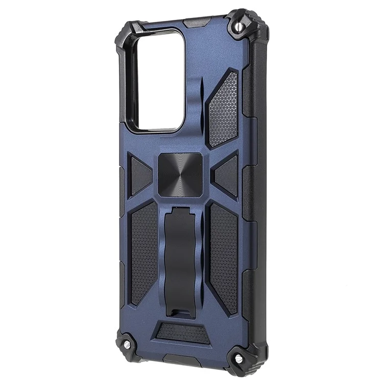 For Xiaomi 11T/11T Pro Military Grade Built-in Kickstand Hybrid Hard PC Soft TPU Anti-fall Protective Phone Case Cover - Blue