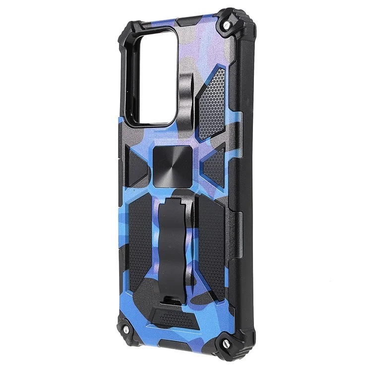 Anti-scratch Built-in Kickstand Camouflage Design Drop-proof Phone Case Shell for Xiaomi 11T/11T Pro - Dark Blue