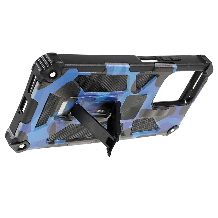 Coque de protection pour téléphone portable avec conception camouflage, supports intégrés et résistante aux chocs pour Xiaomi 11T/11T Pro - Bleu foncé