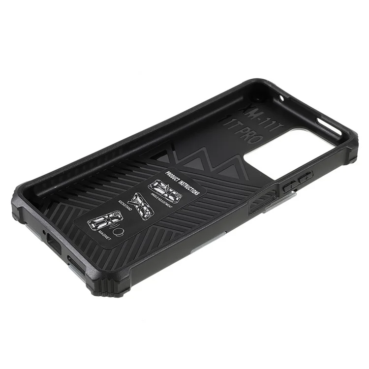 Coque de protection pour téléphone portable avec conception camouflage, supports intégrés et résistante aux chocs pour Xiaomi 11T/11T Pro - Bleu foncé