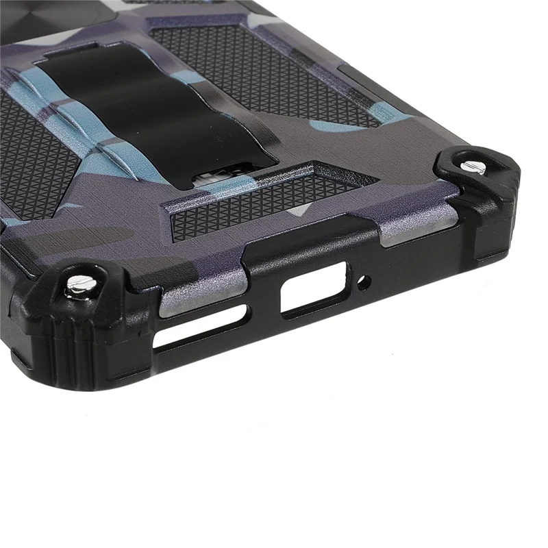 Anti-scratch Built-in Kickstand Camouflage Design Drop-proof Phone Case Shell for Xiaomi 11T/11T Pro - Blue