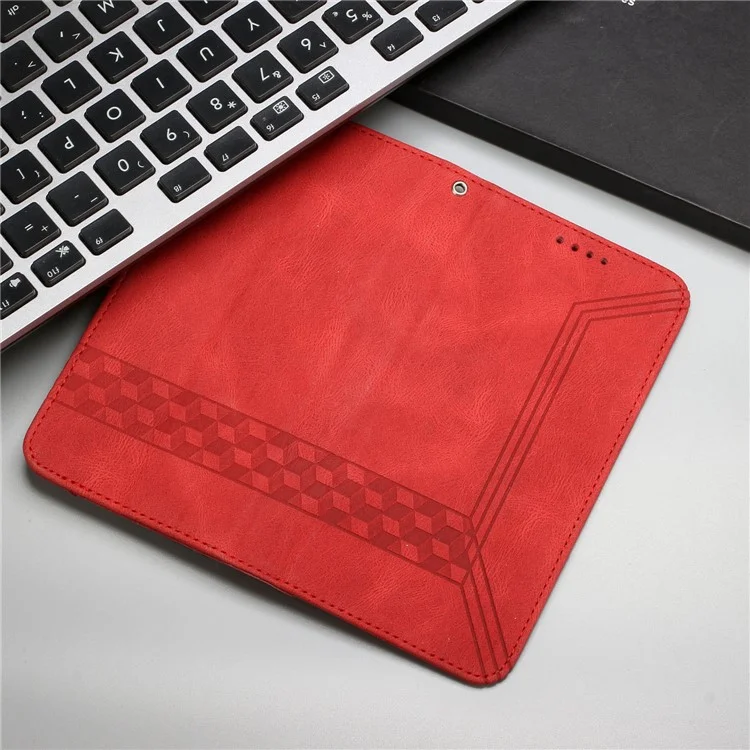 YX0010 Impression de Lignes de Lossification PU PU le Cuir Téléphone Boîte de Portefeuille Salle de Porte-goutte Avec Sangle de Poignet Pour Xiaomi Redmi Note 10 4g / Note 10S - Rouge
