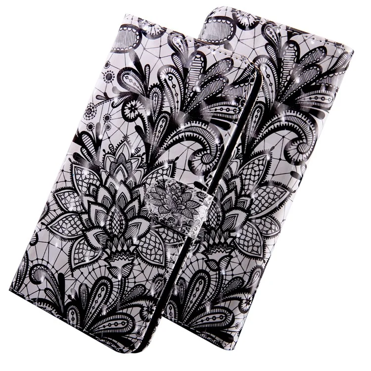 Stand Feature 3D Pattern Printing PU Leather Flip Wallet Protective Cover with Strap for Xiaomi Redmi Note 11 Pro 5G (China) (MediaTek)/11 Pro+ 5G - Lace Flower