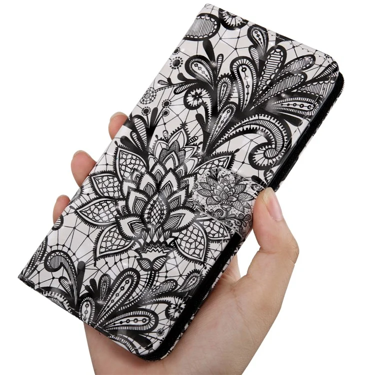 Stand Feature 3D Pattern Printing PU Leather Flip Wallet Protective Cover with Strap for Xiaomi Redmi Note 11 Pro 5G (China) (MediaTek)/11 Pro+ 5G - Lace Flower