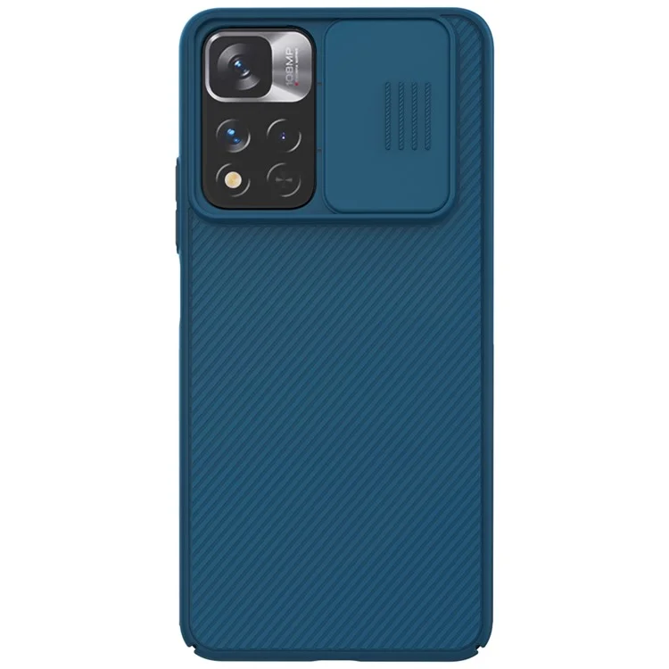 NILLKIN CamShield Slide Camera Cover Drop-proof Accurate Cutouts PC Hard Phone Cover Case per Xiaomi Redmi Note 11 Pro 5G (Cina) (MediaTek)/11 Pro+ 5G - Blu