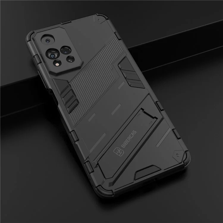 Shockproof Soft TPU Hard PC Back Scratch-Resistant Cover with Kickstand for Xiaomi Redmi Note 11 Pro 5G (China) (MediaTek)/11 Pro+ 5G - Black