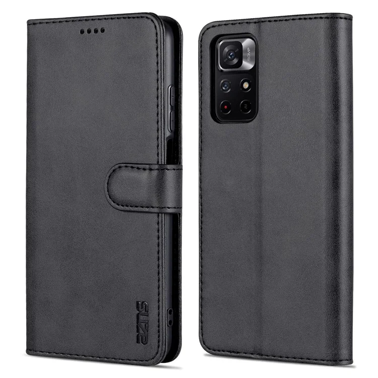 AZNS Pour Xiaomi Redmi Note 11 5G (chine) (mediatek) / Note 11T 5G / Note 11S 5G PU le Cuir Flip Folio Case de Porte - le Noir