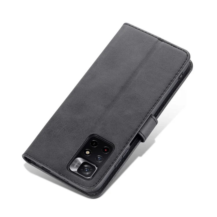 AZNS Pour Xiaomi Redmi Note 11 5G (chine) (mediatek) / Note 11T 5G / Note 11S 5G PU le Cuir Flip Folio Case de Porte - le Noir