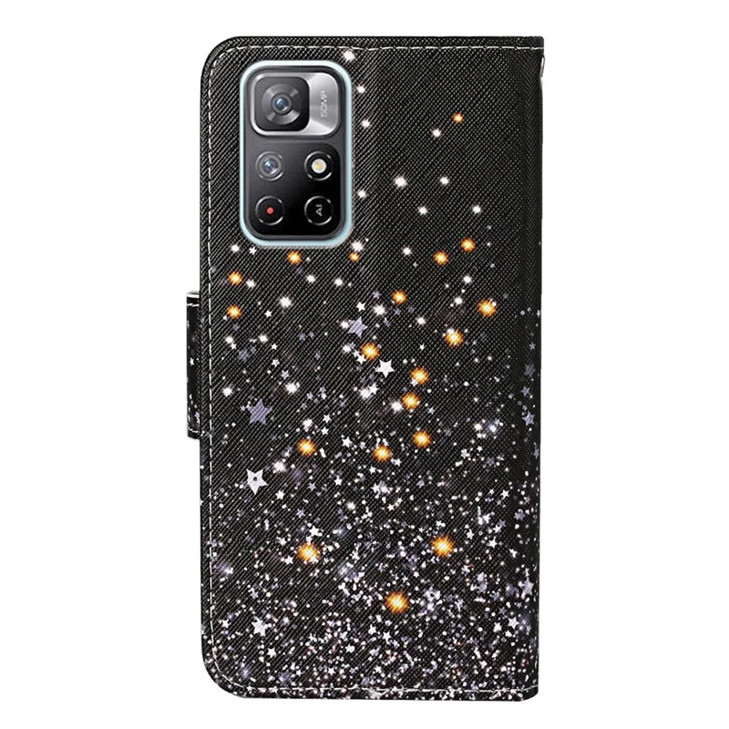 For Xiaomi Redmi Note 11 5G (China) (MediaTek)/Note 11T 5G/Note 11S 5G Cross Texture PU Leather Cover Pattern Printing Flip Wallet Stand Protective Phone Case with Strap - Star