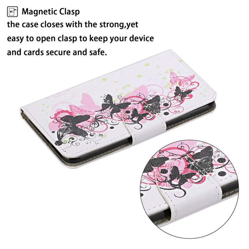 For Xiaomi Redmi Note 11 5G (China) (MediaTek)/Note 11T 5G/Note 11S 5G Cross Texture PU Leather Cover Pattern Printing Flip Wallet Stand Protective Phone Case with Strap - Four Butterflies