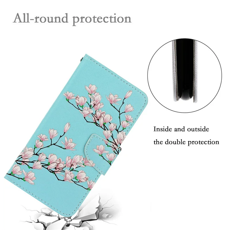 Folio Flip Cross Texture Leather Cover Wallet Stand Pattern Printing Phone Case with Strap for Xiaomi Redmi Note 11 Pro 5G (China) (MediaTek)/Note 11 Pro+ 5G - Pink Flowers