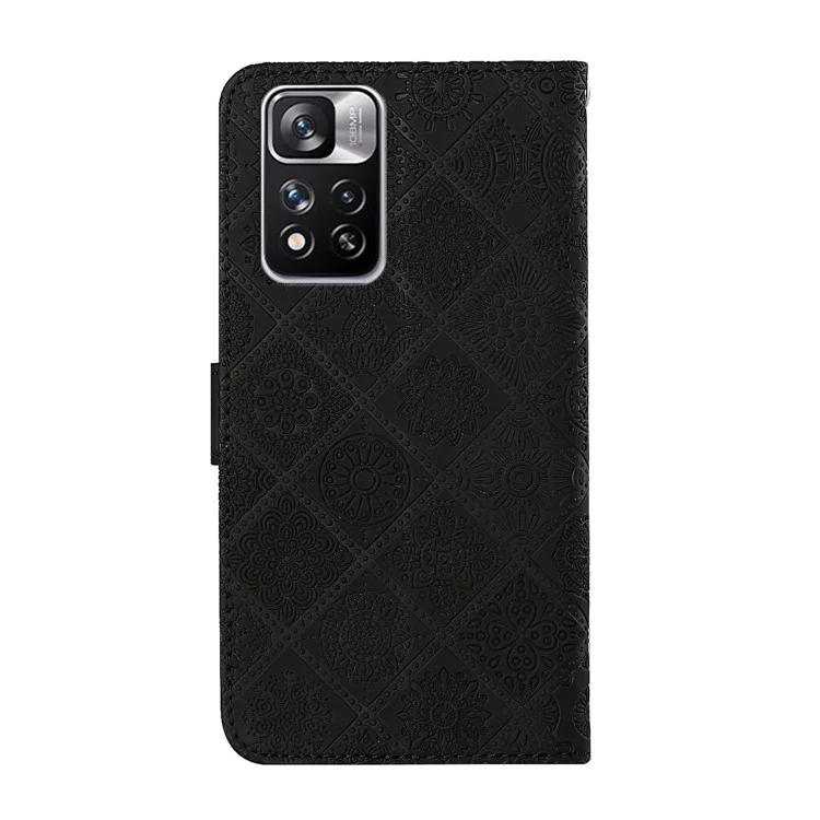 Impresión Resistente a Los Arañazos de Estilo Étnico Billetera Magnética Billetera PU de Cuero Para Xiaomi Redmi Note 11 Pro 5G (China) (mediatek)/nota 11 Pro+ 5G - Negro