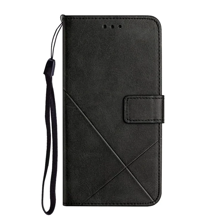 Pour Xiaomi Redmi Note 11 5G (Chine) (MediaTek)/Note 11T 5G/Note 11S 5G Solid Color Imprint Line Design PU Leather Wallet Stand Protective Phone Cover Case - Noir