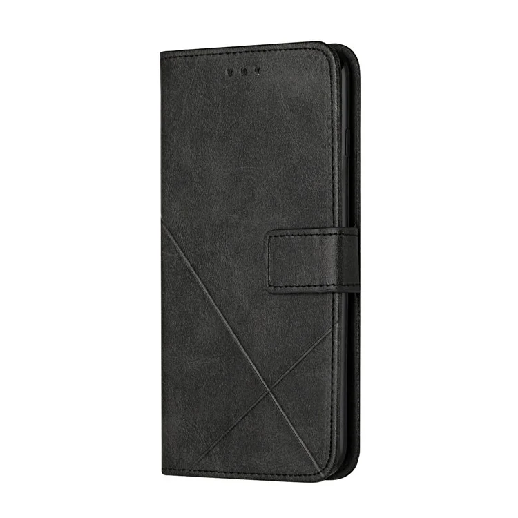 Pour Xiaomi Redmi Note 11 5G (Chine) (MediaTek)/Note 11T 5G/Note 11S 5G Solid Color Imprint Line Design PU Leather Wallet Stand Protective Phone Cover Case - Noir