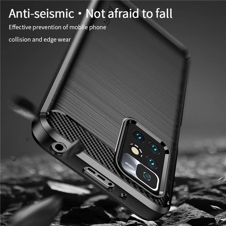 Funda de Teléfono MOFI de Fibra de Carbono Cepillada Suave TPU para Xiaomi Redmi Note 11 4G (MediaTek)/10 4G (2021)/10 2022 4G/10 Prime - Negro
