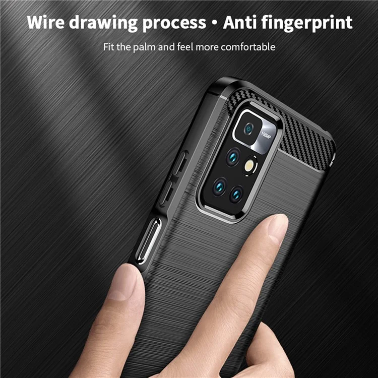 Funda de Teléfono MOFI de Fibra de Carbono Cepillada Suave TPU para Xiaomi Redmi Note 11 4G (MediaTek)/10 4G (2021)/10 2022 4G/10 Prime - Negro