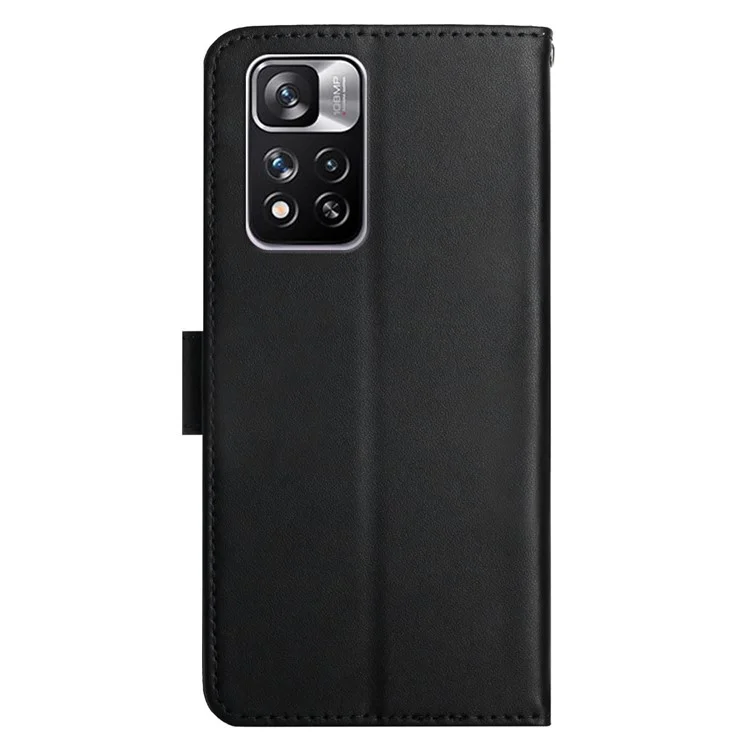 Nappa Texture Folio Flip Couro Genuíno Cobertura Completa Capa de Telefone de Fechamento Magnético Stand Carteira Para Xiaomi Redmi Note 11 Pro 5G (China) (mediatek)/nota 11 Pro+ 5g - Preto