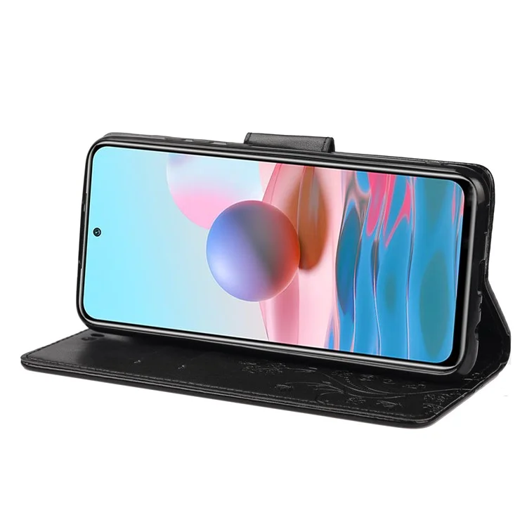 Gedruckter Schmetterlingsblumenmuster PU Leder Magnetischer Flip Cover Stand Feature Wallet Phone Hülle Für Xiaomi Redmi Note 11 Pro 5G (China) (mediatek)/note 11 Pro+ 5G - Schwarz