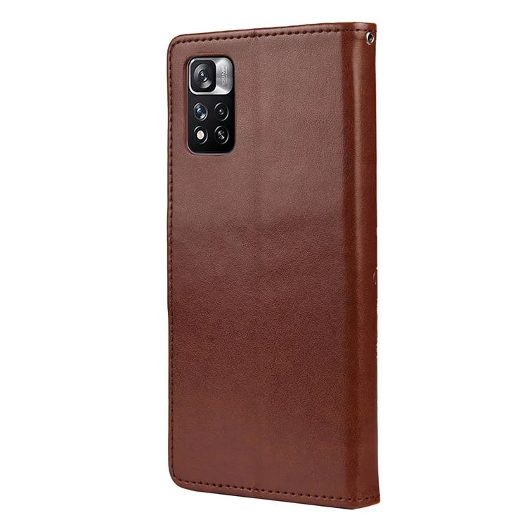 Чехол-книжка для телефона Xiaomi Redmi Note 11 Pro 5G (Китай) (MediaTek)/Note 11 Pro+ 5G с имитацией бабочки и цветочного узора, коричневый