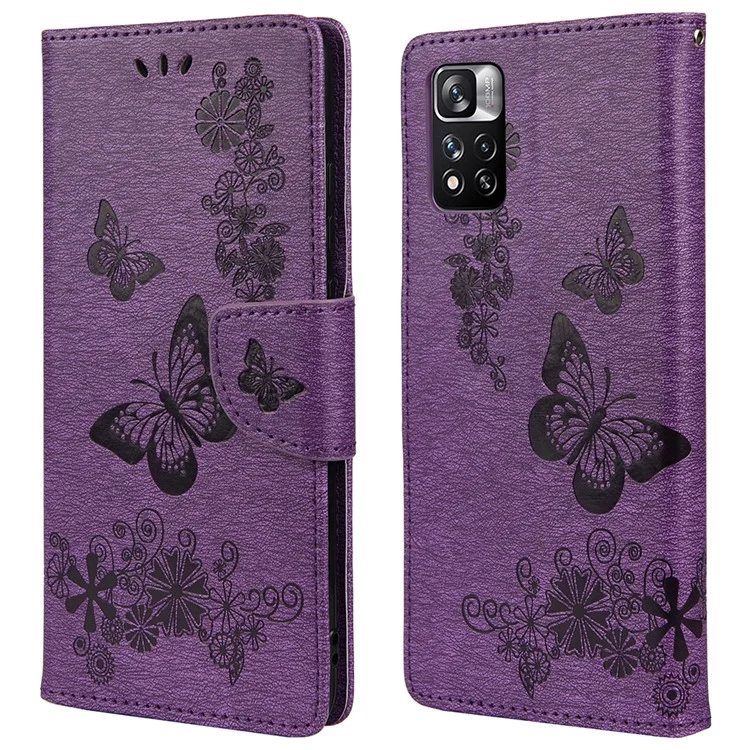 Capa de Telefone de Couro com Carteira e Suporte Flip para Xiaomi Redmi Note 11 Pro+ 5G/Note 11 Pro 5G (China) (MediaTek) - Roxo