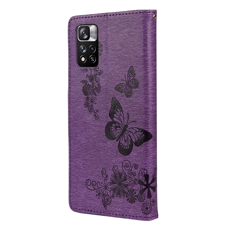 Capa de Telefone de Couro com Carteira e Suporte Flip para Xiaomi Redmi Note 11 Pro+ 5G/Note 11 Pro 5G (China) (MediaTek) - Roxo