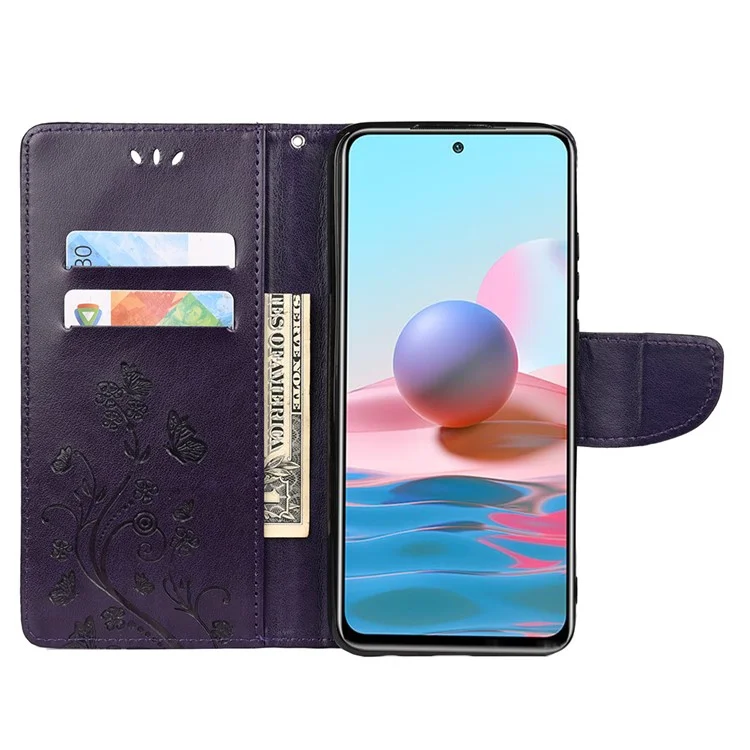 Para Xiaomi Redmi Note 11 5G (China) (mediatek)/nota 11T 5g/nota 11S 5G Soporte de Soporte Case de Teléfonos Impresión de Mariposa Flip Flip Cubierta de Teléfono de Cuero de Cuero - Violeta