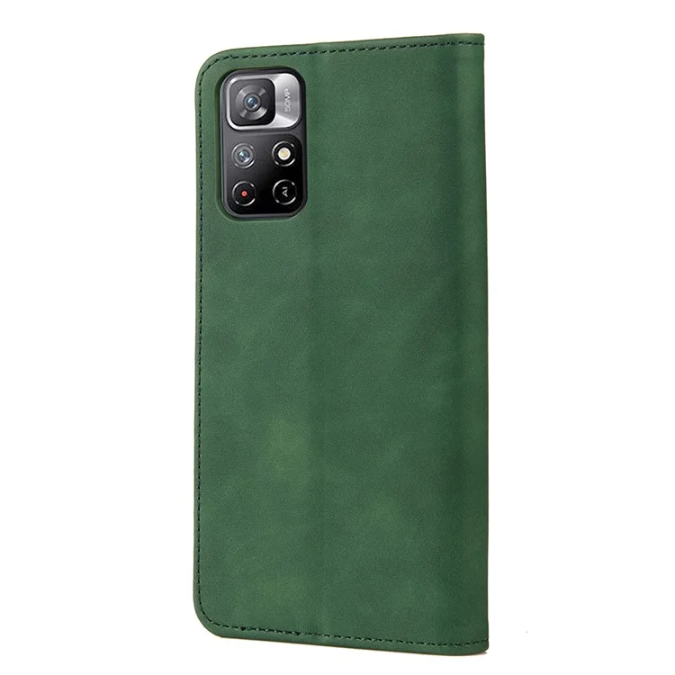 For Xiaomi Redmi Note 11 5G (China) (MediaTek)/Note 11T 5G/Note 11S 5G Color Splicing Full Protection Leather Stand Wallet Cover Phone Case - Green