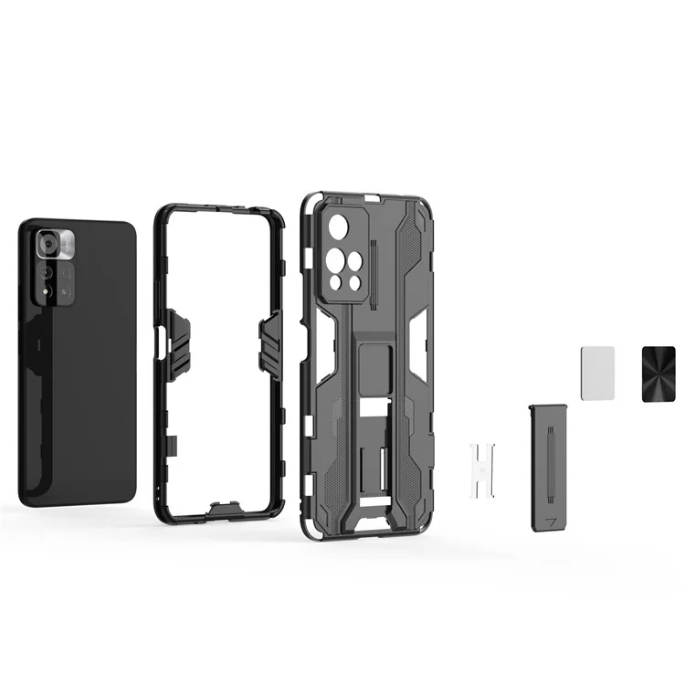 Cubierta Protectora Híbrida de TPU Dura de Doble Capa de Kickstand Thoppre Para Xiaomi Redmi Note 11 Pro 5G (China) (MediaTek)/11 Pro+ 5G - Negro